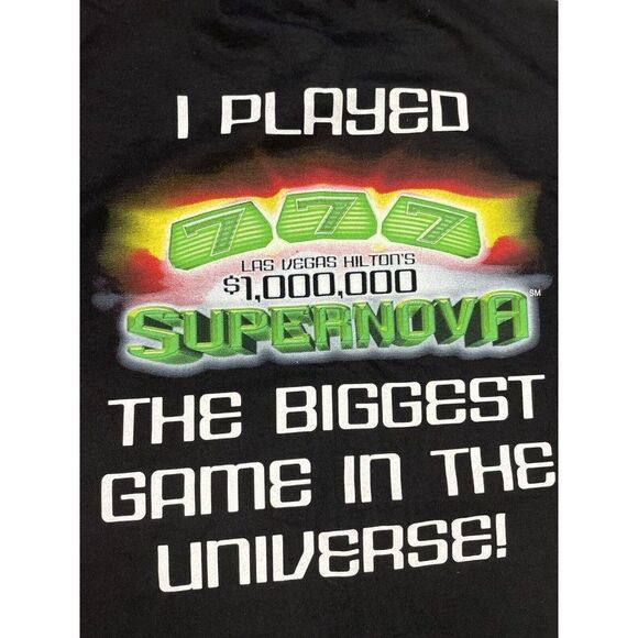 VINTAGE Las Vegas Hilton Supernova Biggest Game Graphic T-shirt Men Large Black - Picture 2 of 6